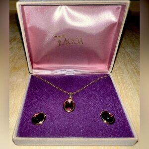 Vintage Tacoa Gold and Purple Necklace and Earring Set